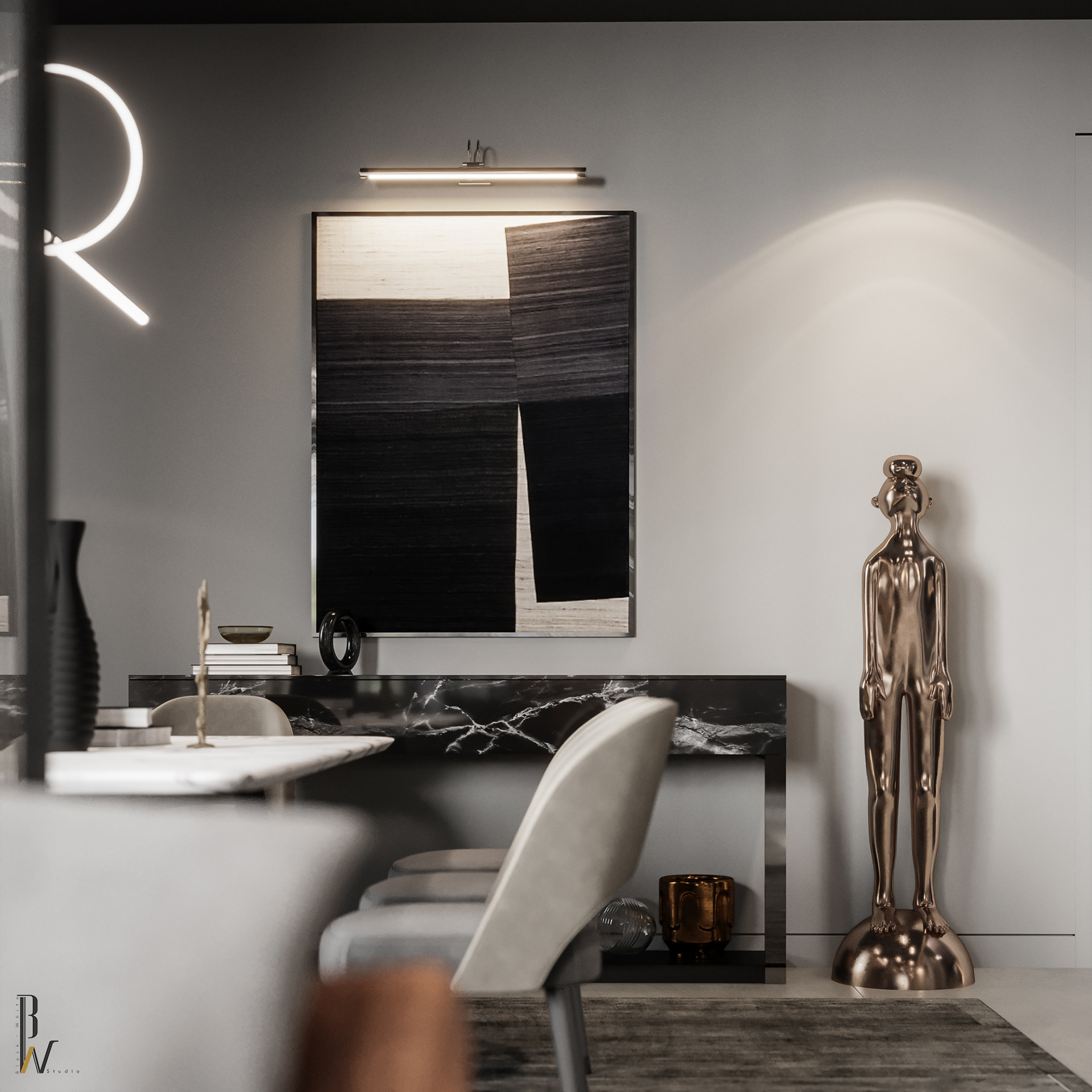 现代多功能区域设计丨阿联酋丨Black N White-8