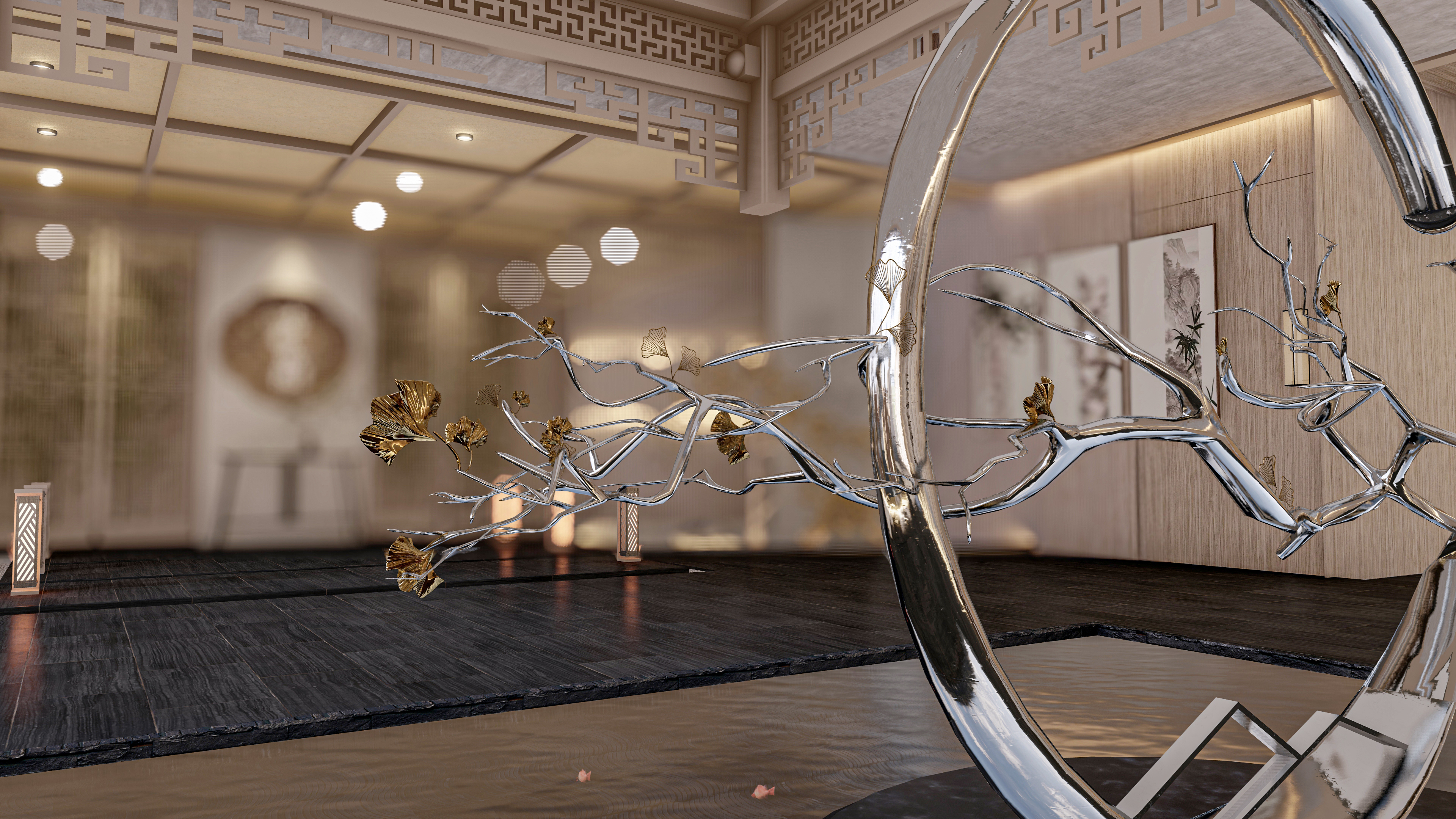 《屋中庭院》·中式文化展厅空间设计-18