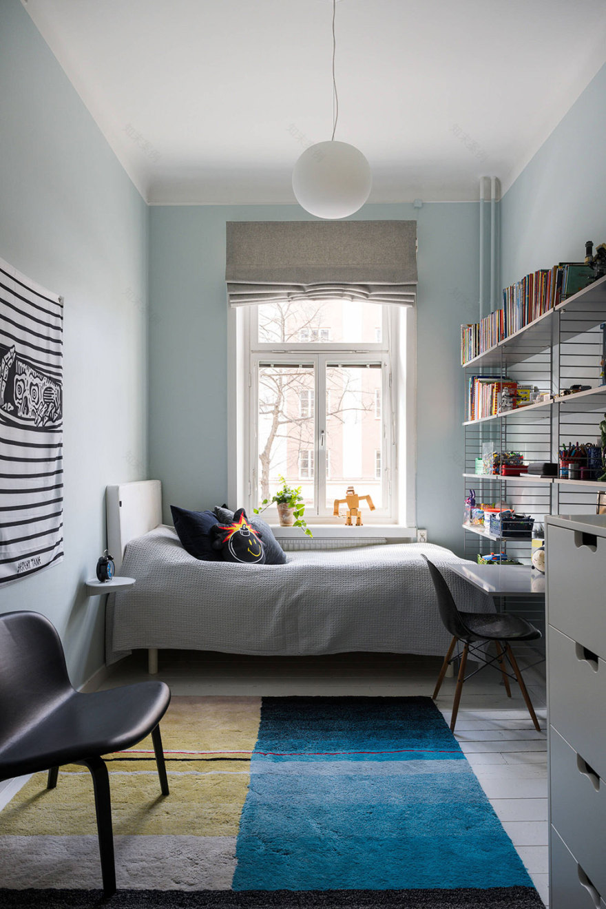 斯德哥尔摩橄榄绿公寓,冲浪板成独特装饰-29