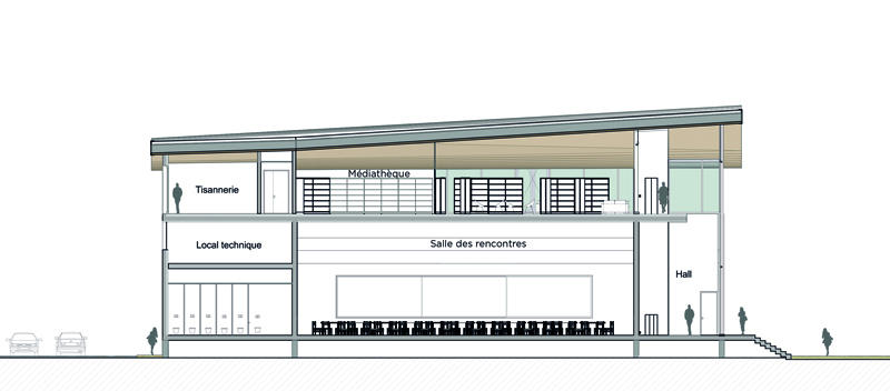 Event Hall L’Agora and Ernest Hemingway Media Library / Ateliers A+-31