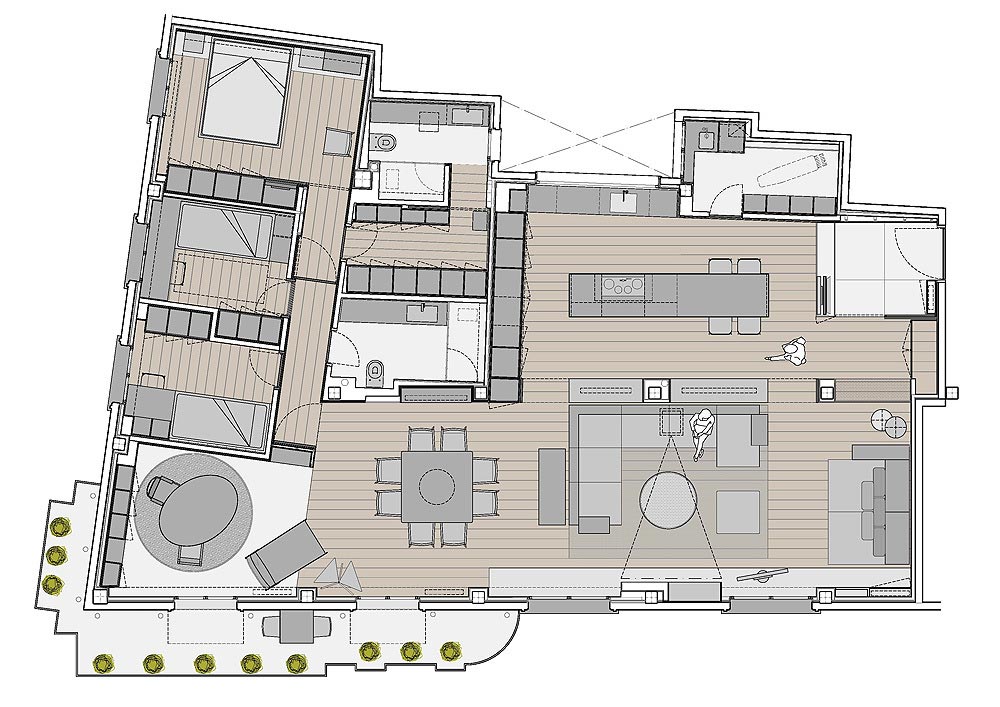 Apartment located on the top floor of a classic building with a significant open plan kitchen and a living room finished in bronze   Page 2 of 2   CAANdesign  Architecture and home design blog-8