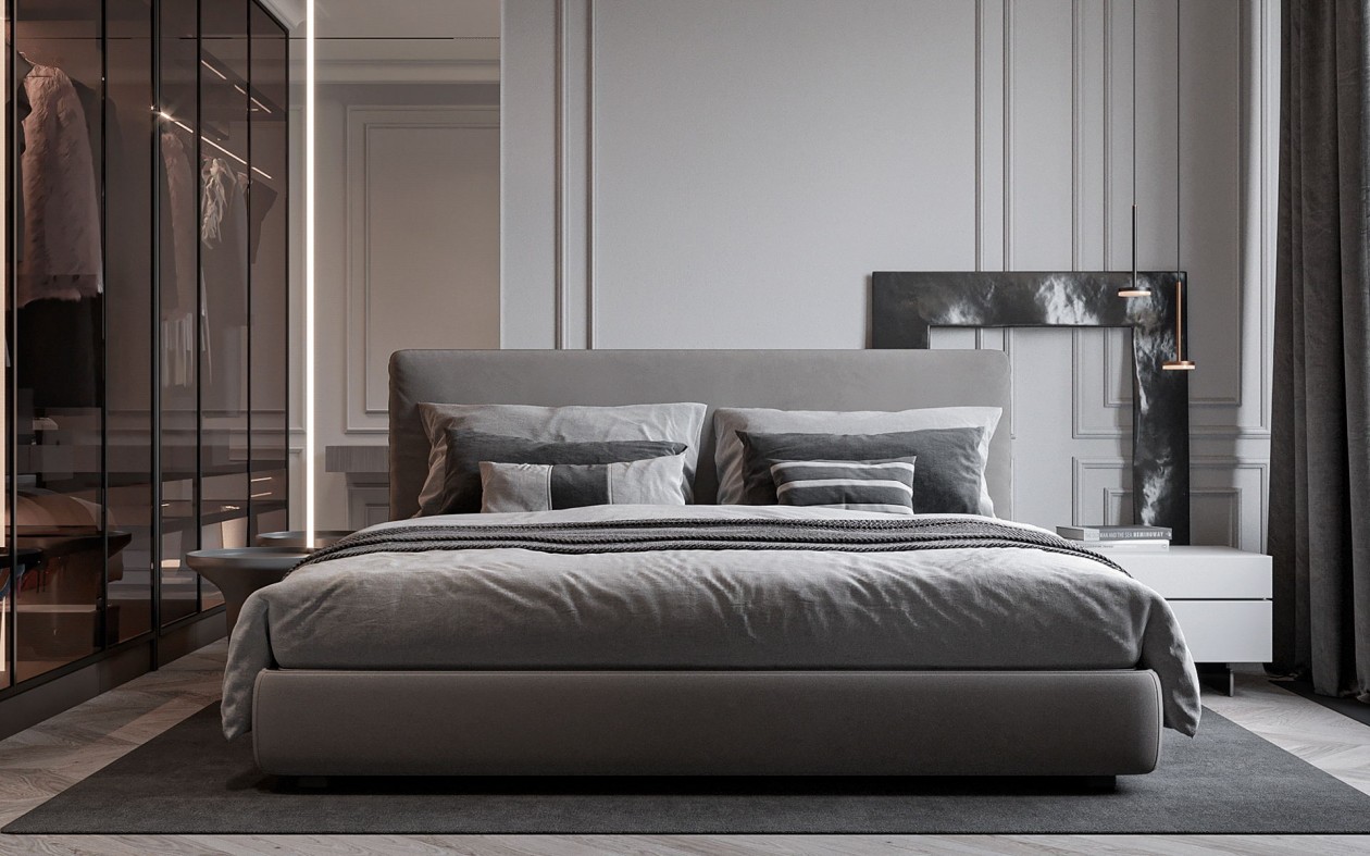 106㎡高级灰色系简约风公寓设计-11