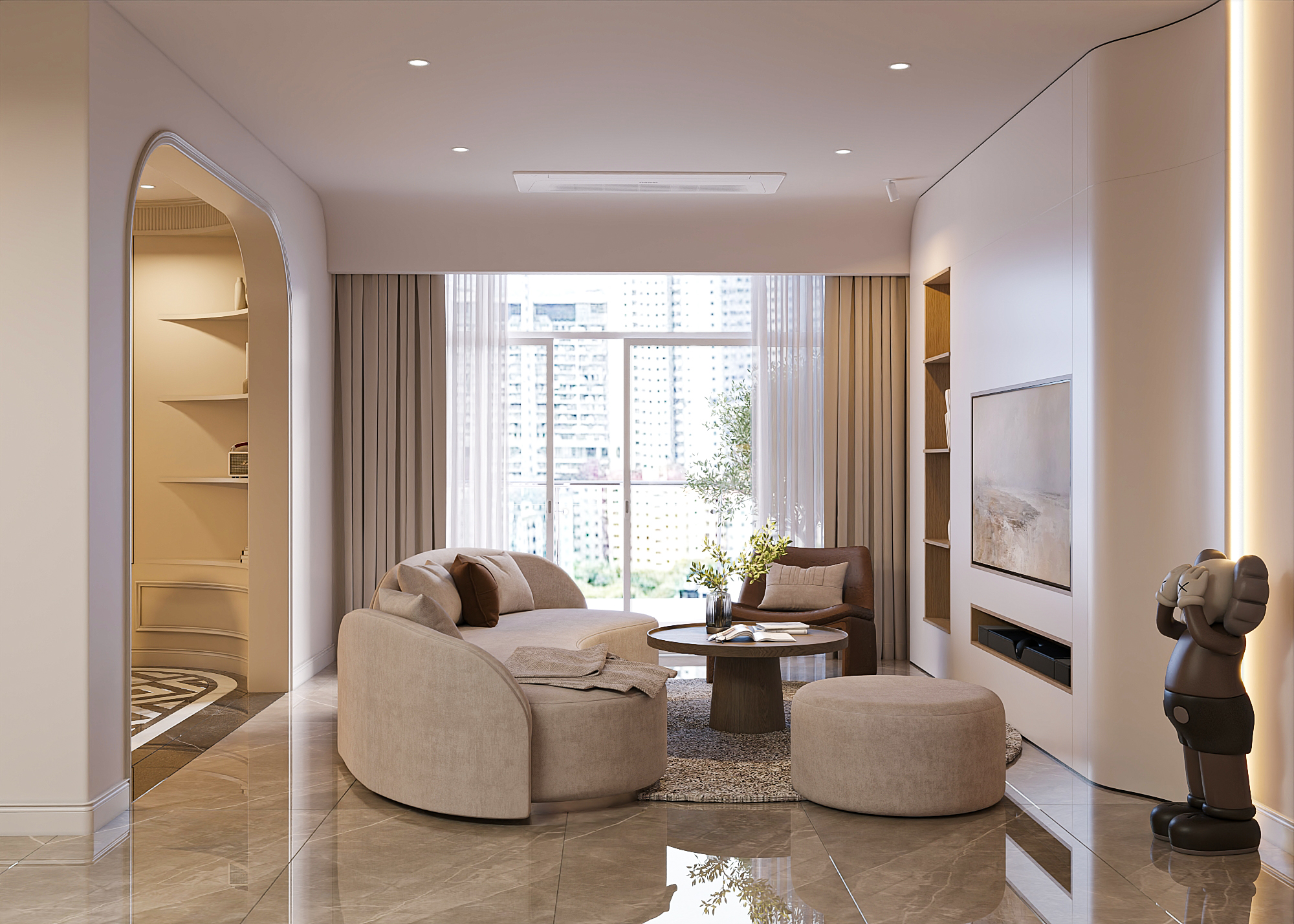 LIVING ROOM & KITCHEN - Mrs. Hoa Apartment-1