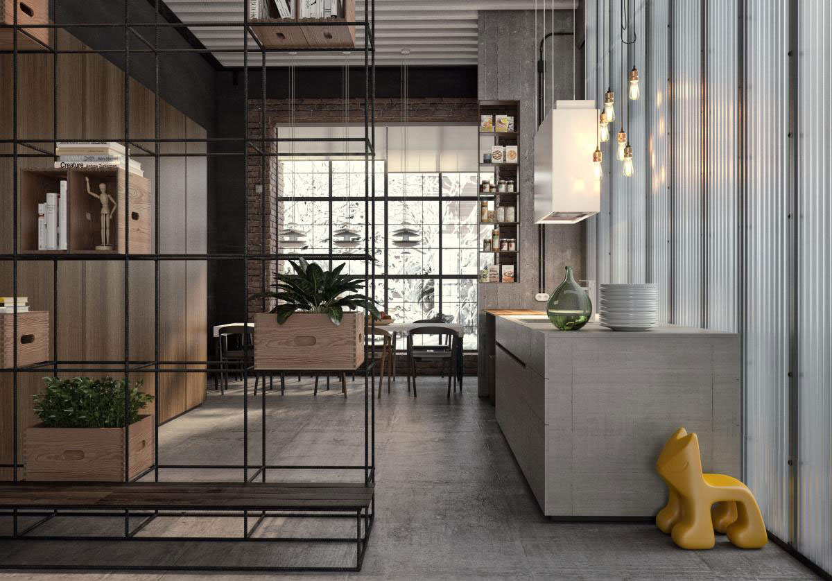 基辅工业风公寓设计，砖墙与现代元素完美融合-22