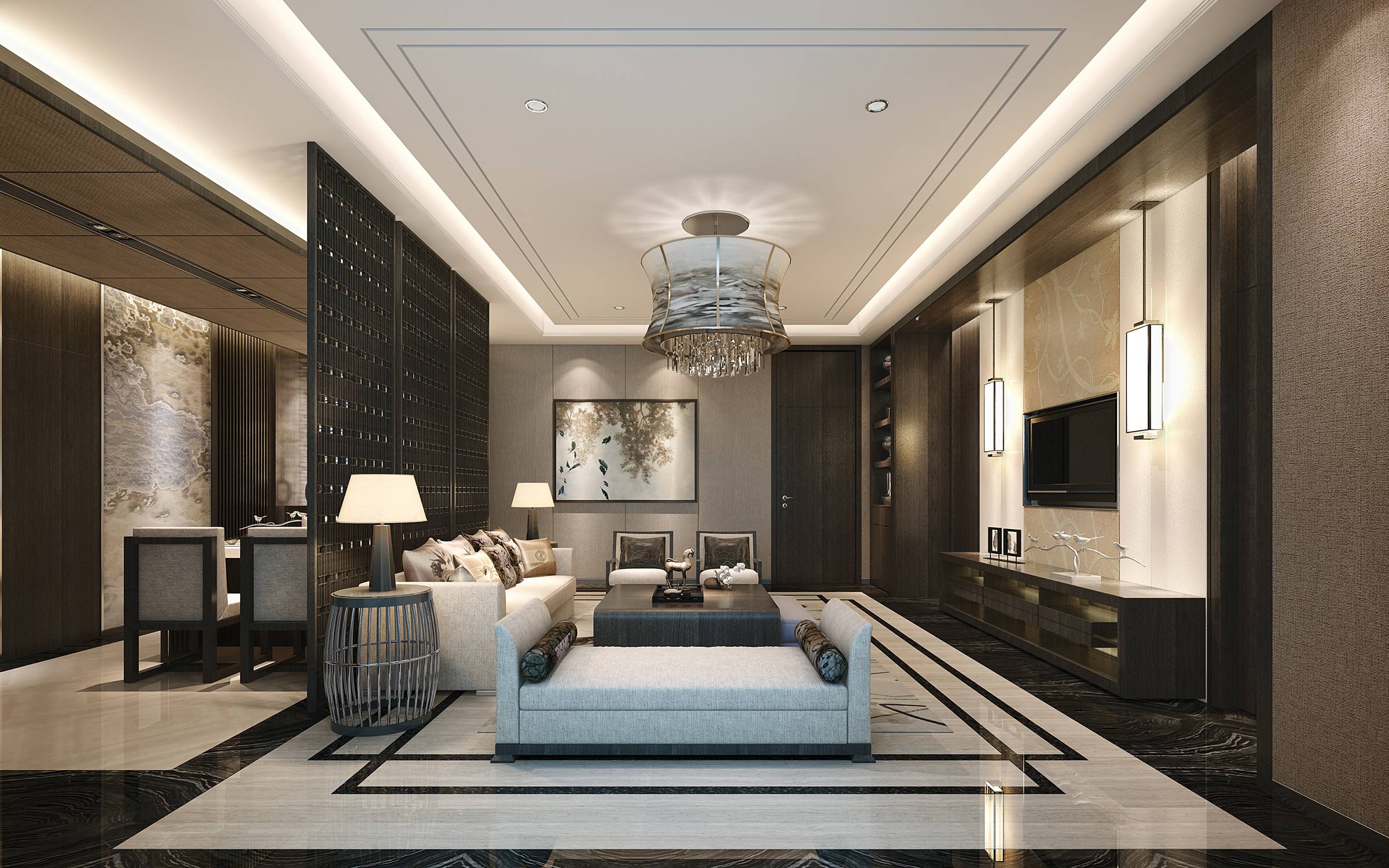 新中式 中式古典 奢华家装别墅样板房-5-21