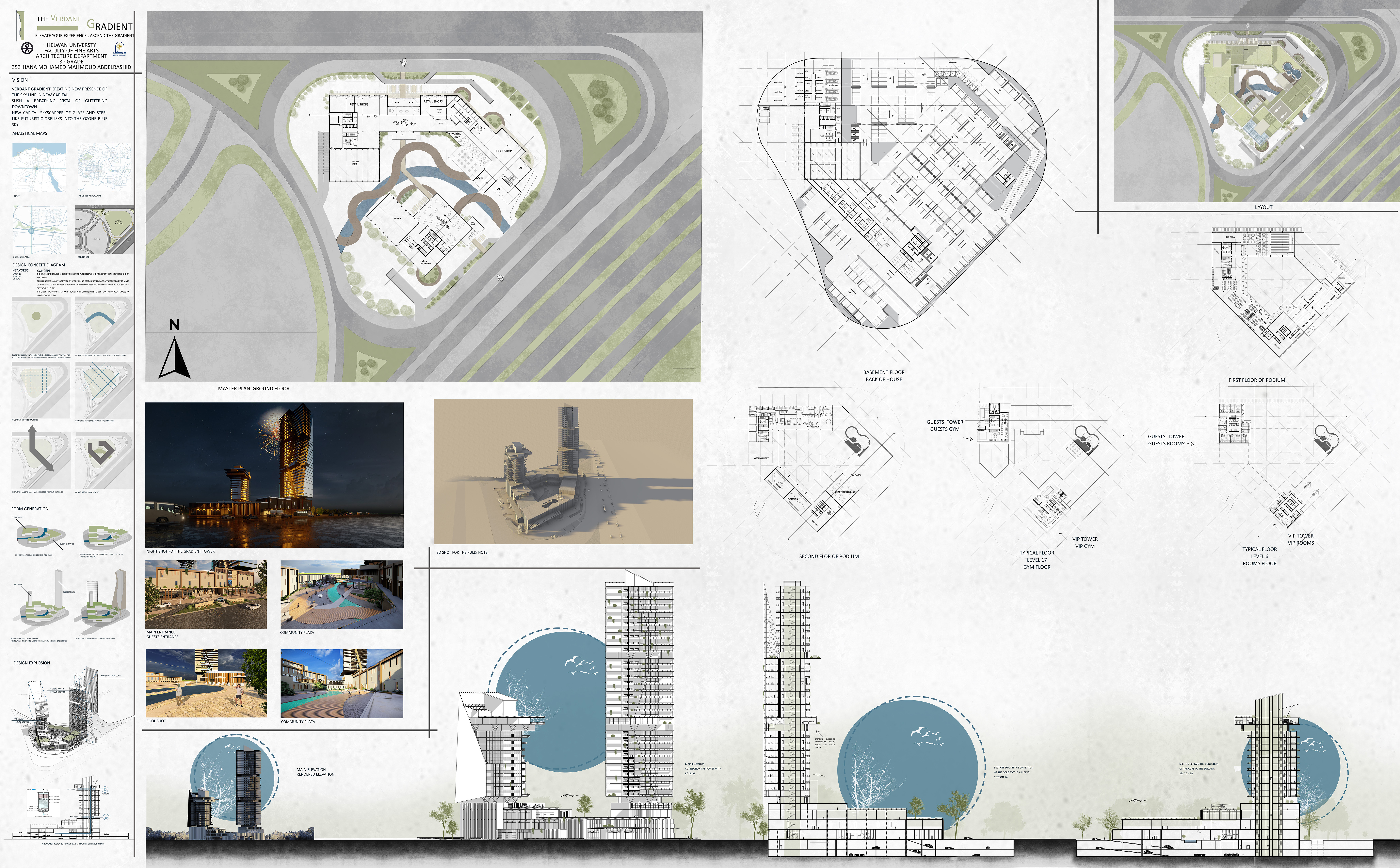 Verdant Gradient 酒店塔楼丨Helwan 大学美术学院建筑系-25