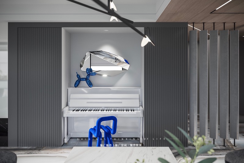 90后婚房设计 | 黑白灰与克莱因蓝的浪漫空间-19