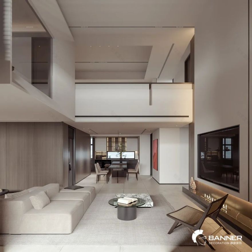 万科翡翠国际现代挑空别墅丨旗盛装饰-17