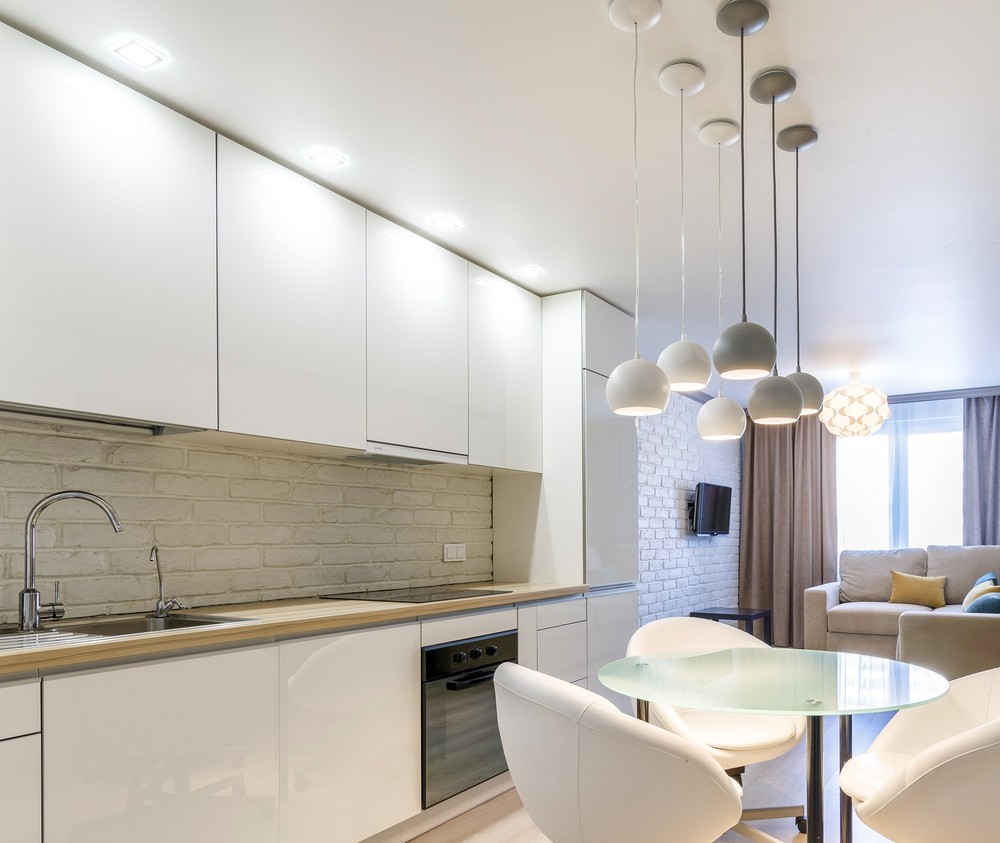 现代简约小厨房与客厅一体空间设计-20