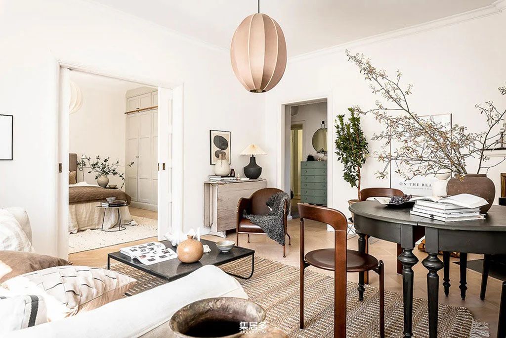 复古温暖明亮的斯堪的纳维亚公寓-15