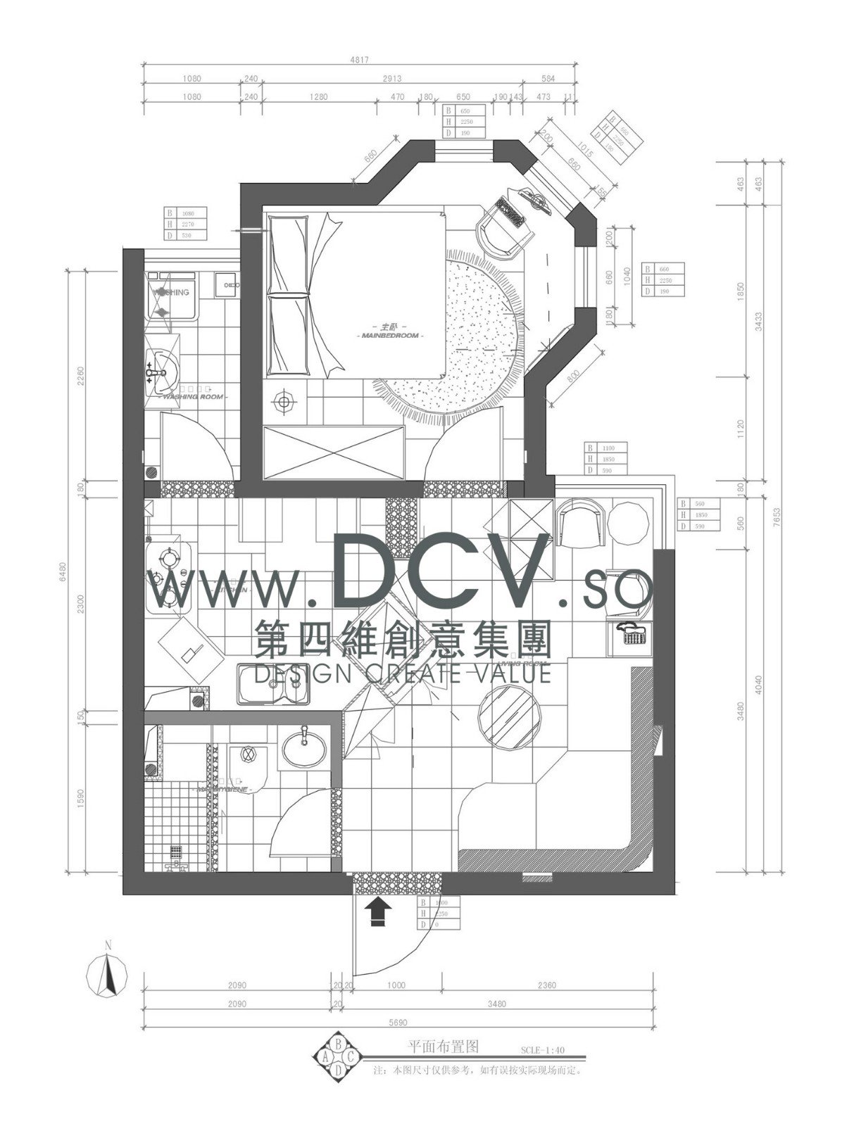 50㎡魏玛公馆高端小户型住宅功能室内设计  DCV第四维创意集团-15