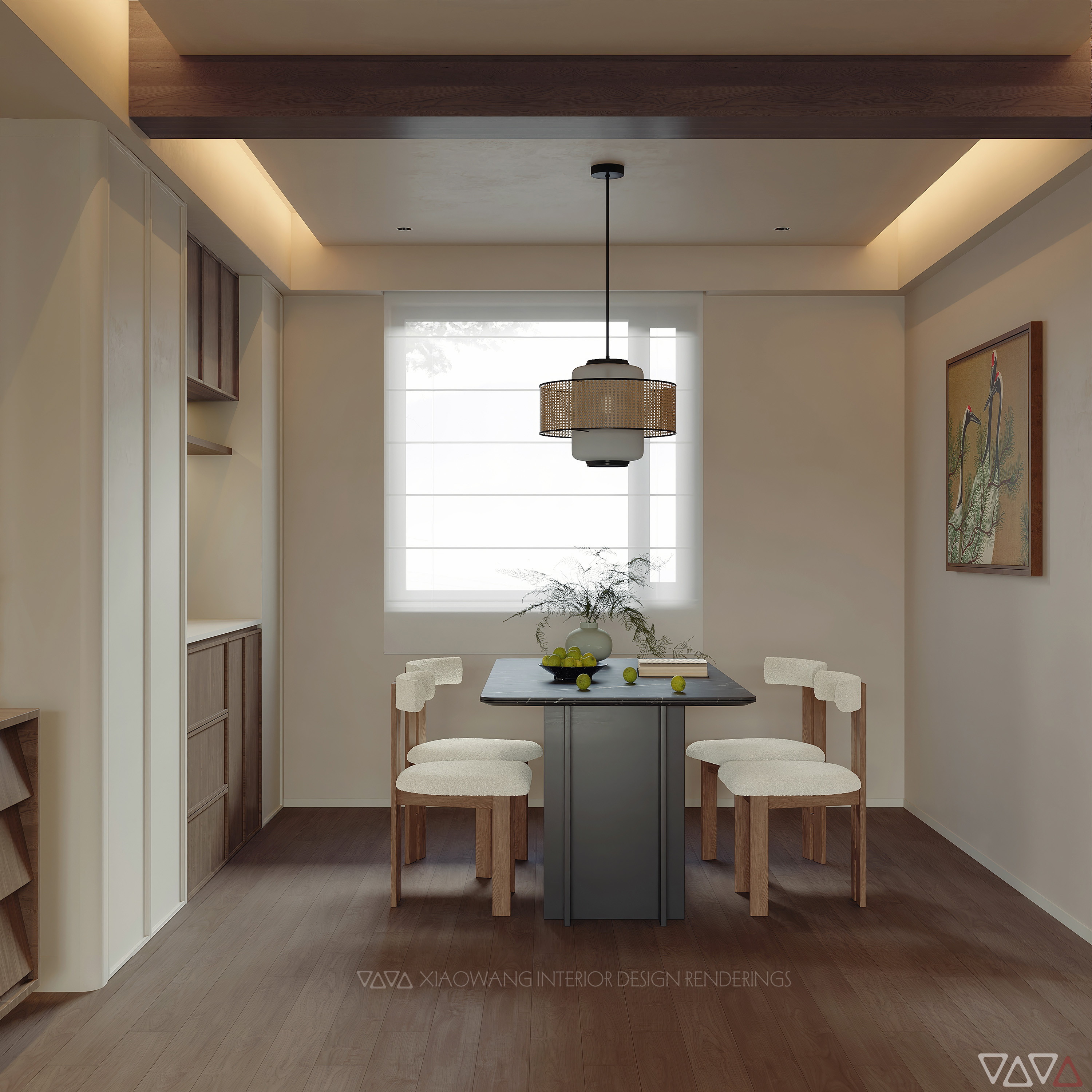 中古风 客餐厅 卧室 效果图-22