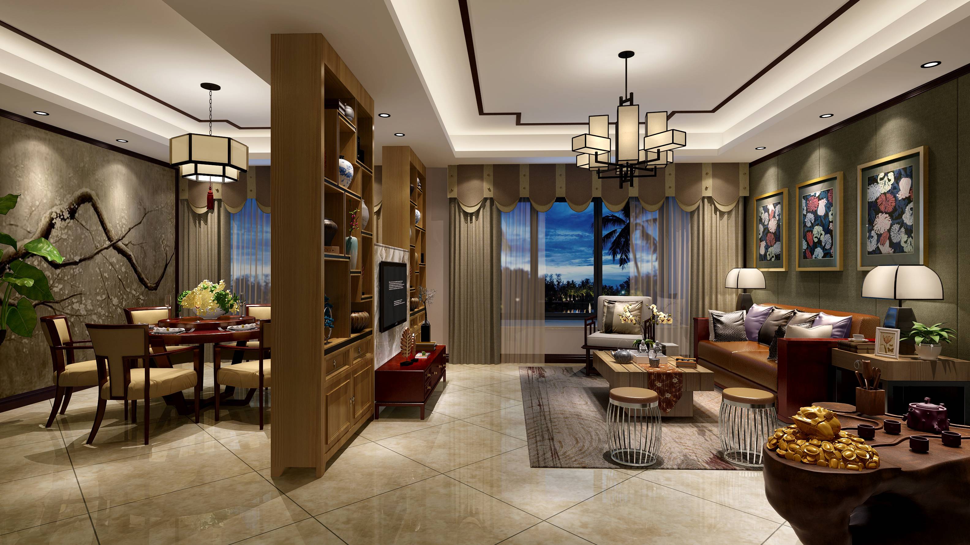 新中式 中式古典 奢华家装别墅样板房-18-31