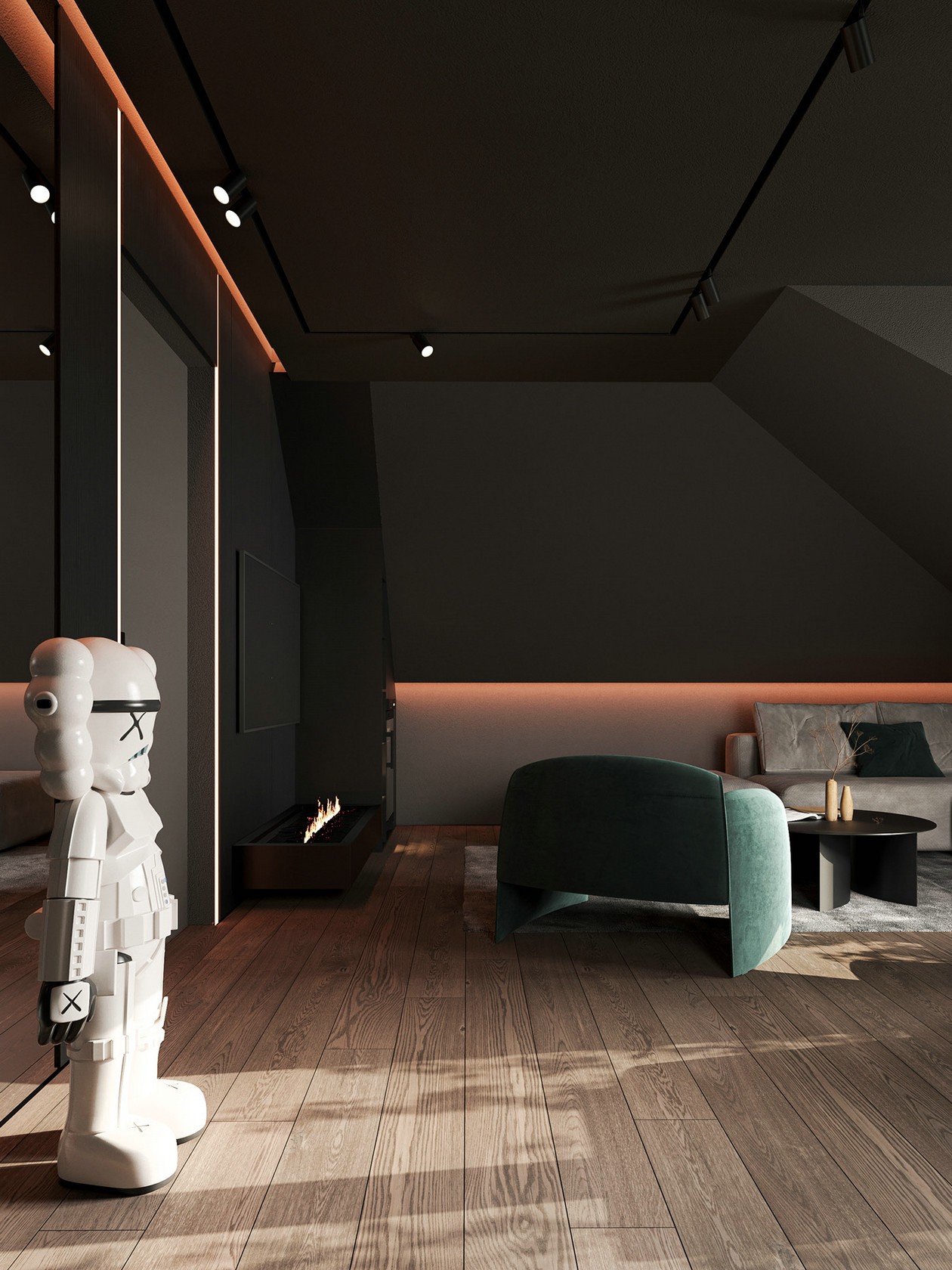 灰色系复式住宅设计 超有设计感！-10