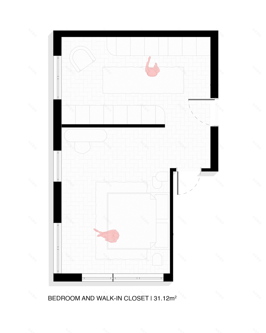 私人别墅卧室及步入式衣帽间设计-13