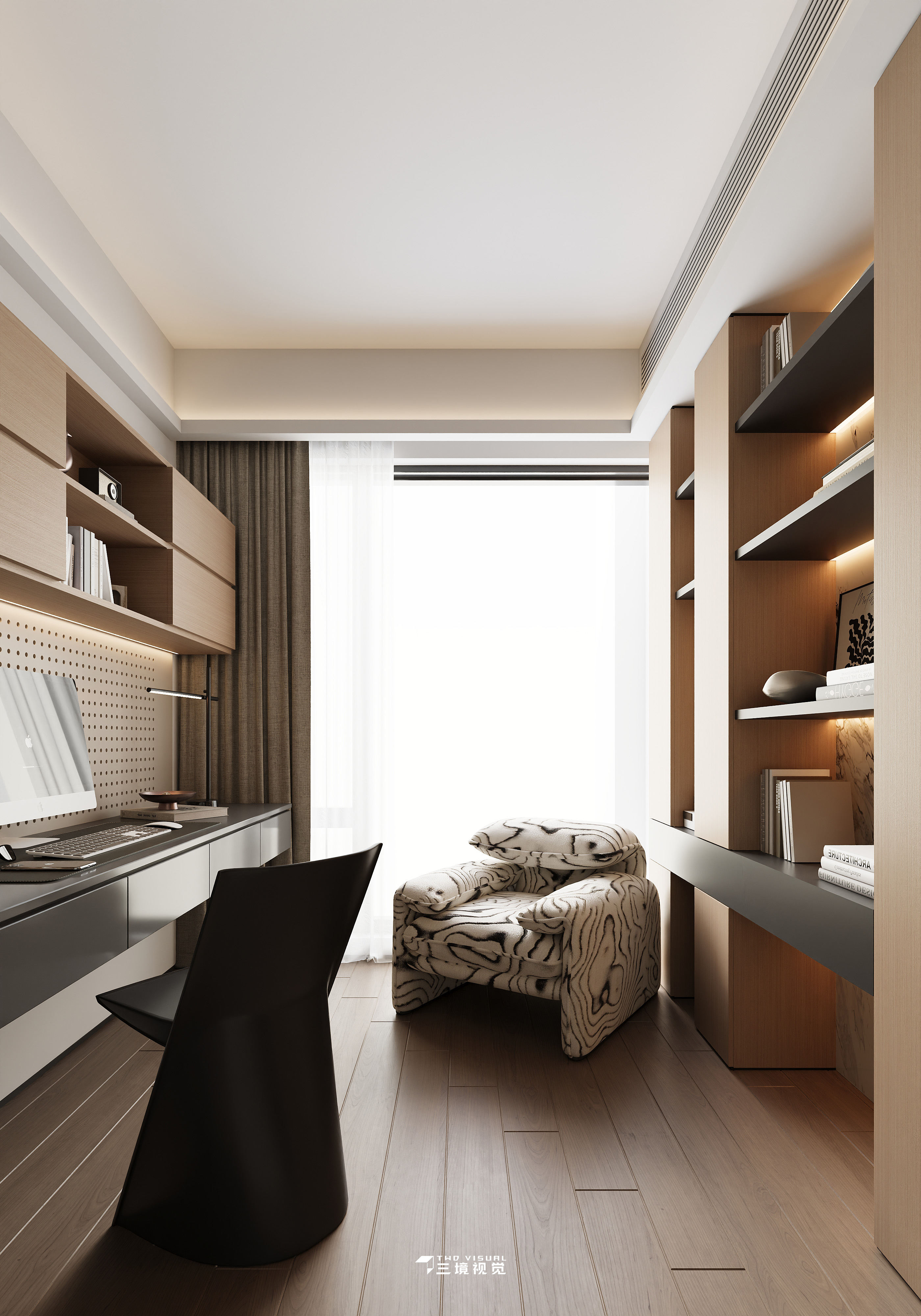 住宅-原木现代风客厅卧室设计-10