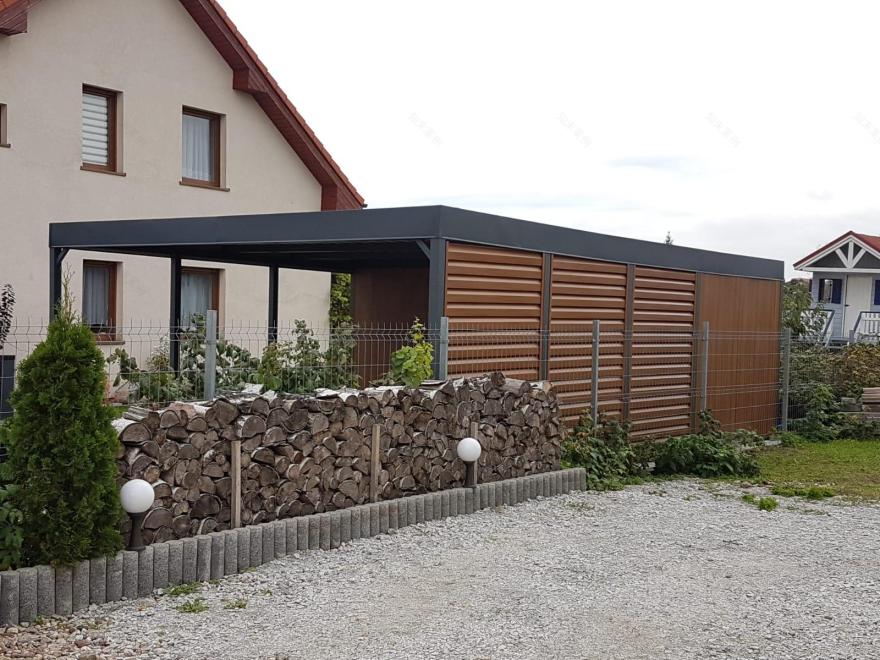 带后部杂物间的车棚及单双车位车棚项目丨波兰绿山城-29