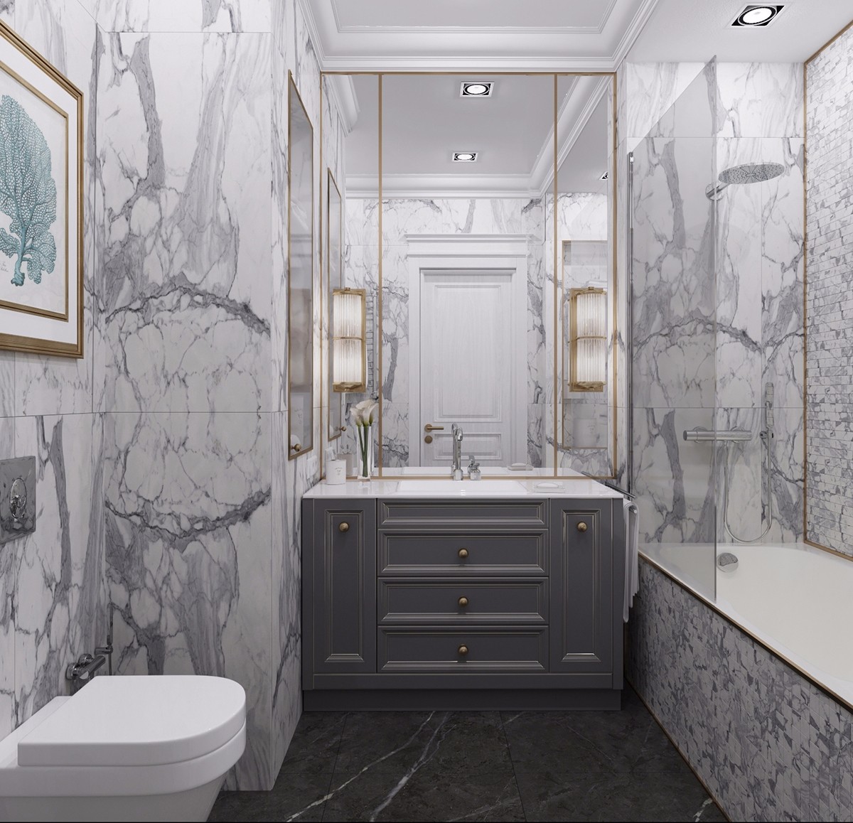 圣彼得堡现代风住宅 精简点评 | 大理石与金属的完美融合-11