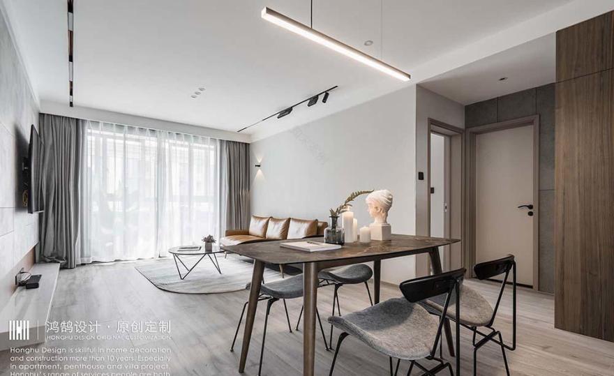 鸿鹄设计上海 100㎡现代轻工业风,温馨明亮空间解读-0