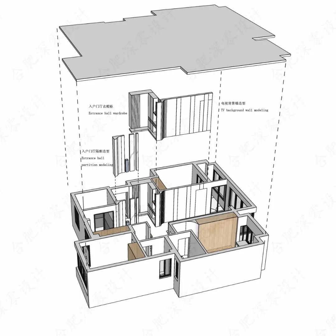 合肥深零设计新作 | 一家五口人住115㎡三室两厅，超大公共空间，太舒适了！-39