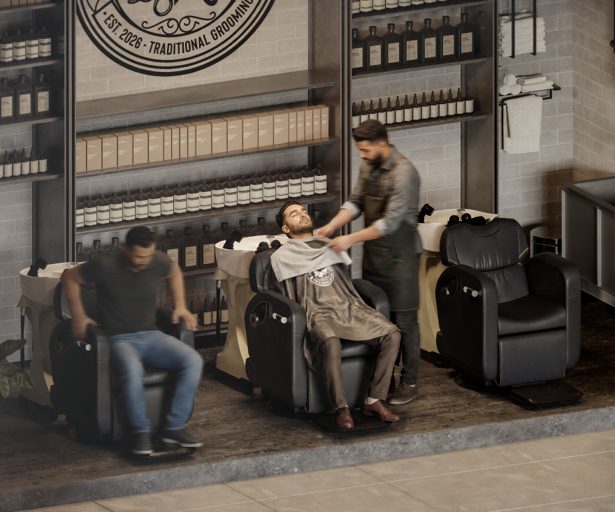 Modern Industrial Barbershop – Interior Design Concept-7