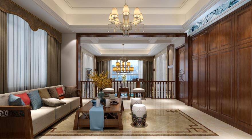 新中式轻奢风 | 济南万泰装饰总部绿地国际城别墅装修设计-17