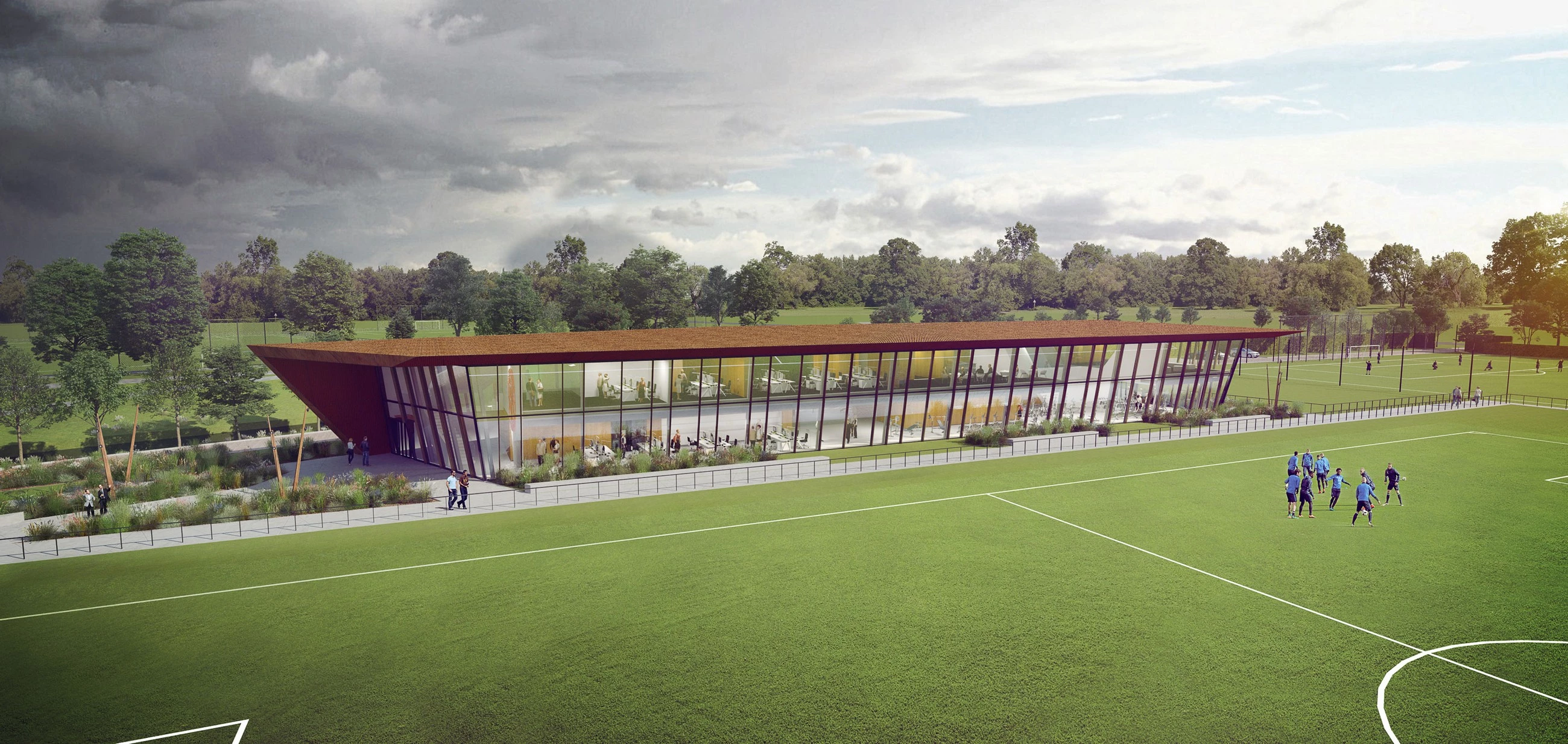 红白相映,足球俱乐部的现代化训练基地-8