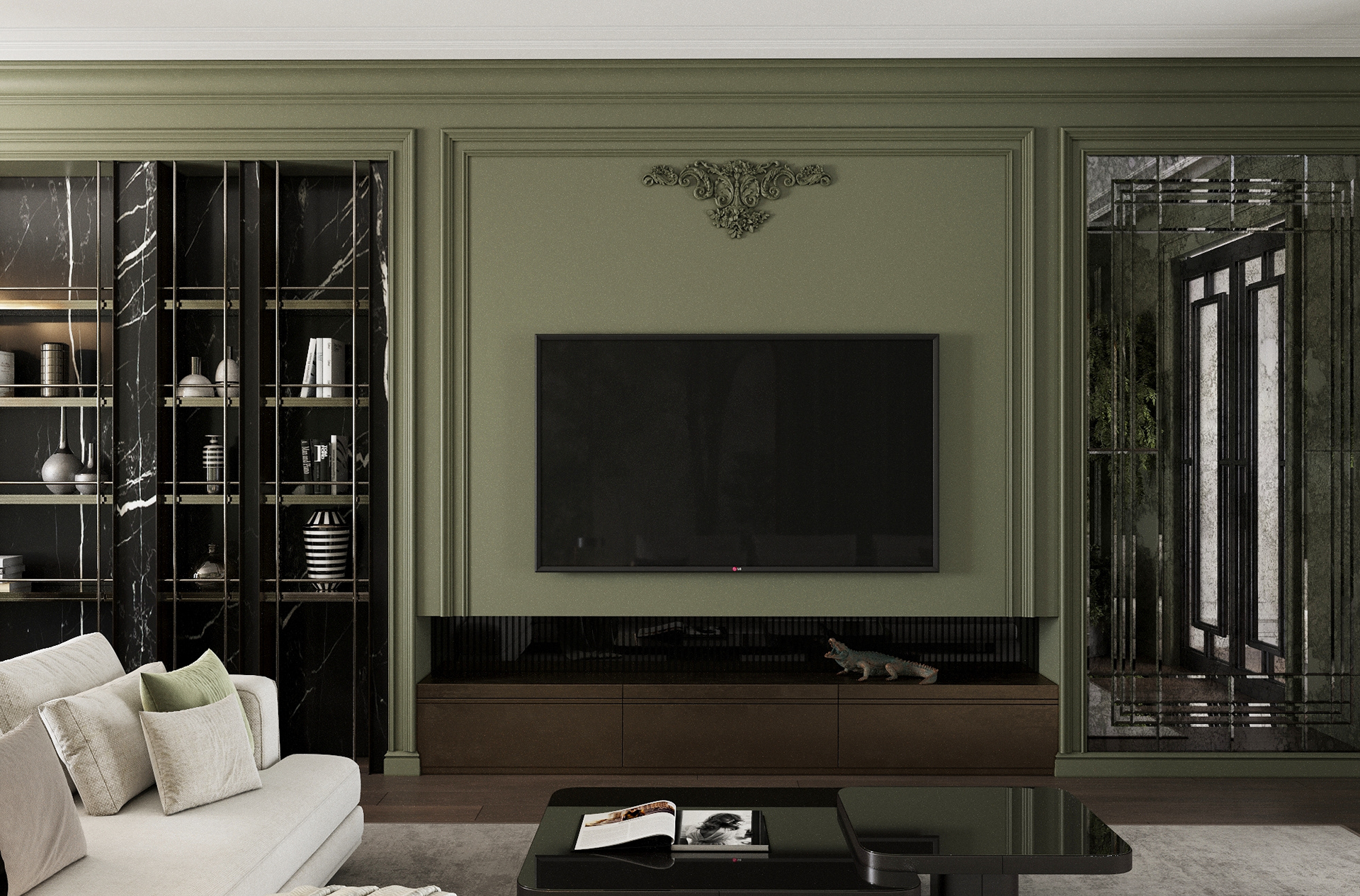 Olive Green Living Room Design-8