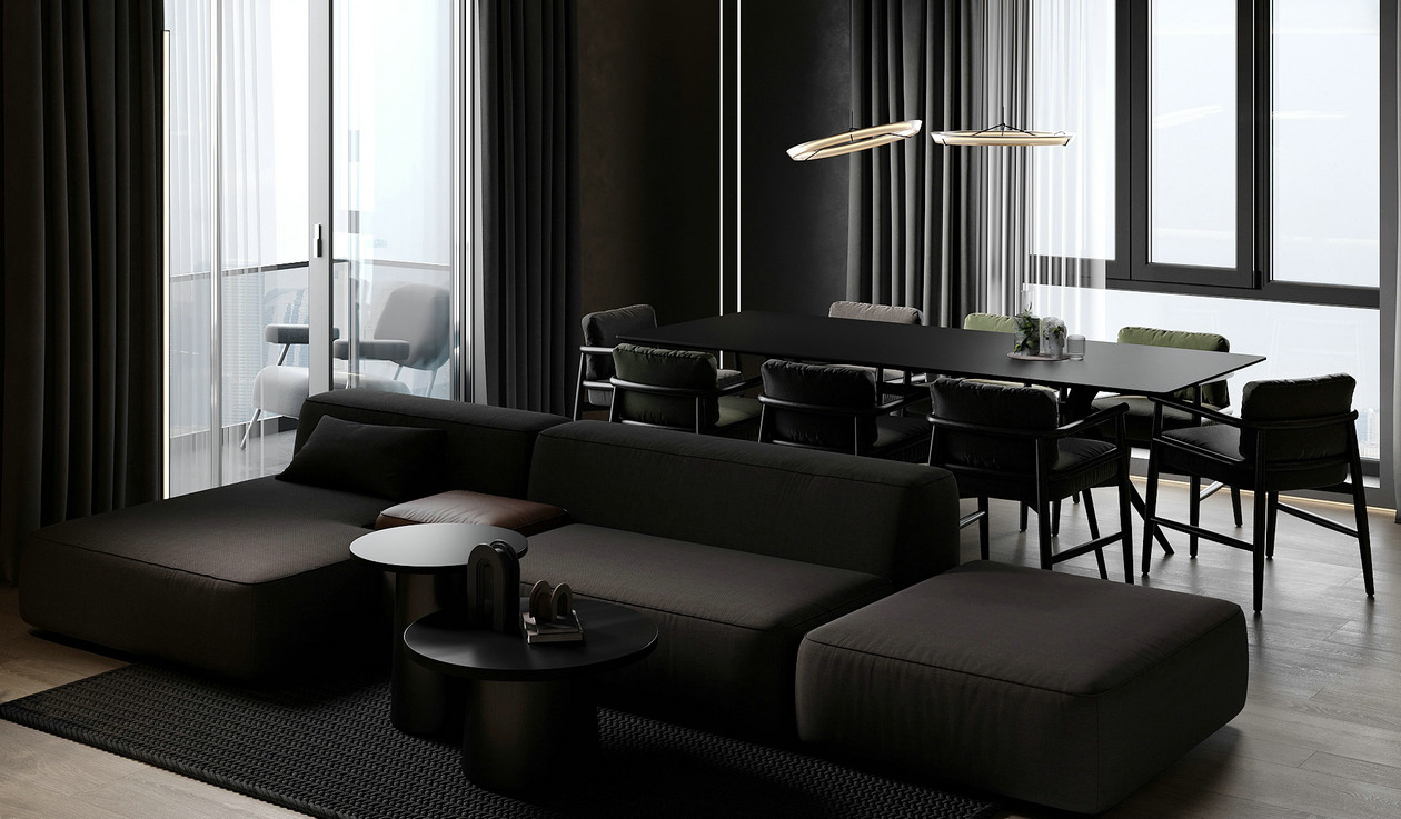 132㎡黑色系住宅设计-5