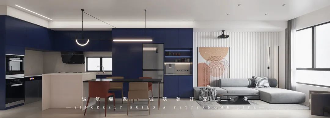 克莱因蓝的现代极简 · 苹果社区诚筑馨家 126㎡平层设计丨诚筑馨家·北京-37