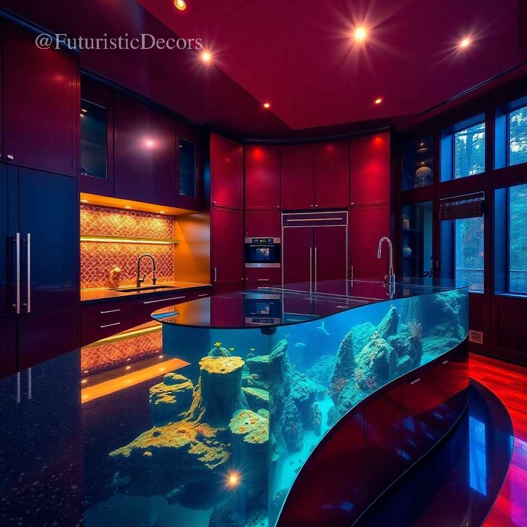 鲨鱼水族馆厨房岛设计丨FuturisticDecors-102