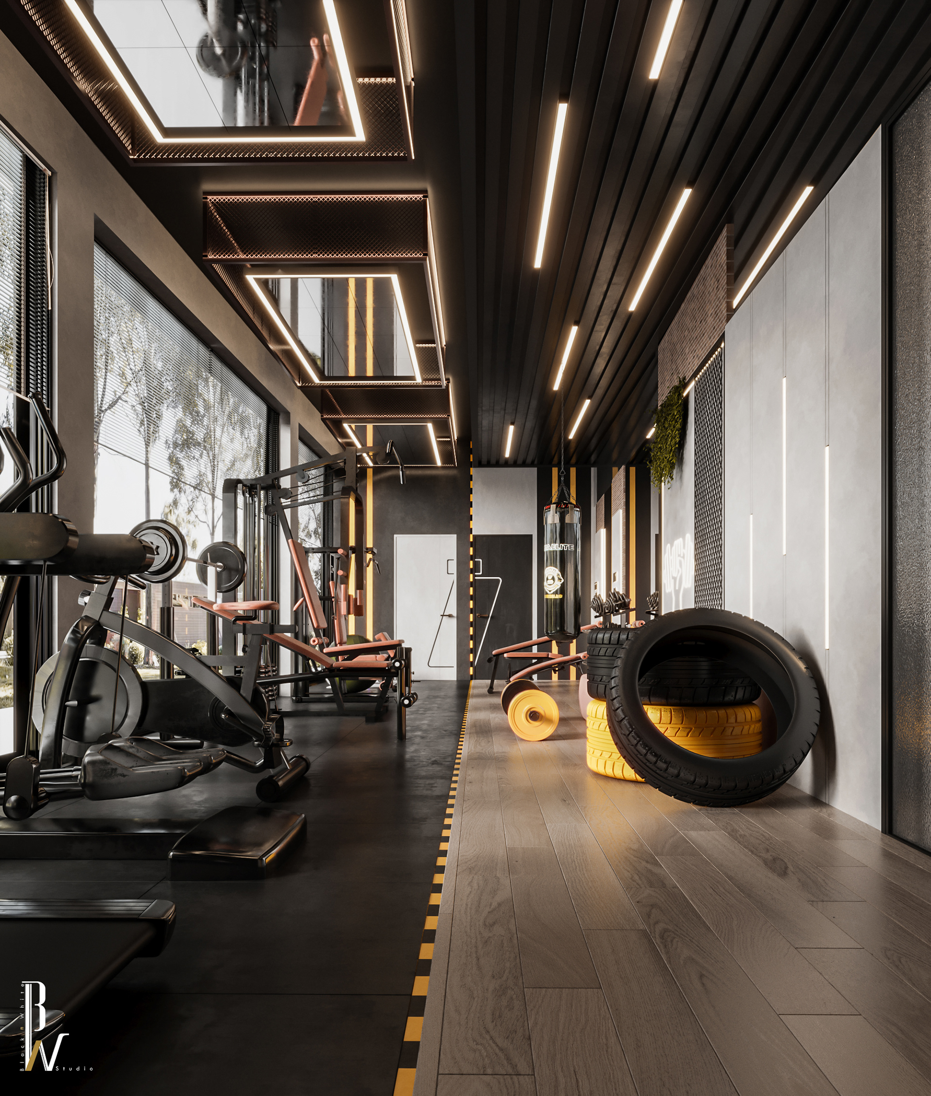 Home Gym 设计丨阿联酋丨Black N White-18