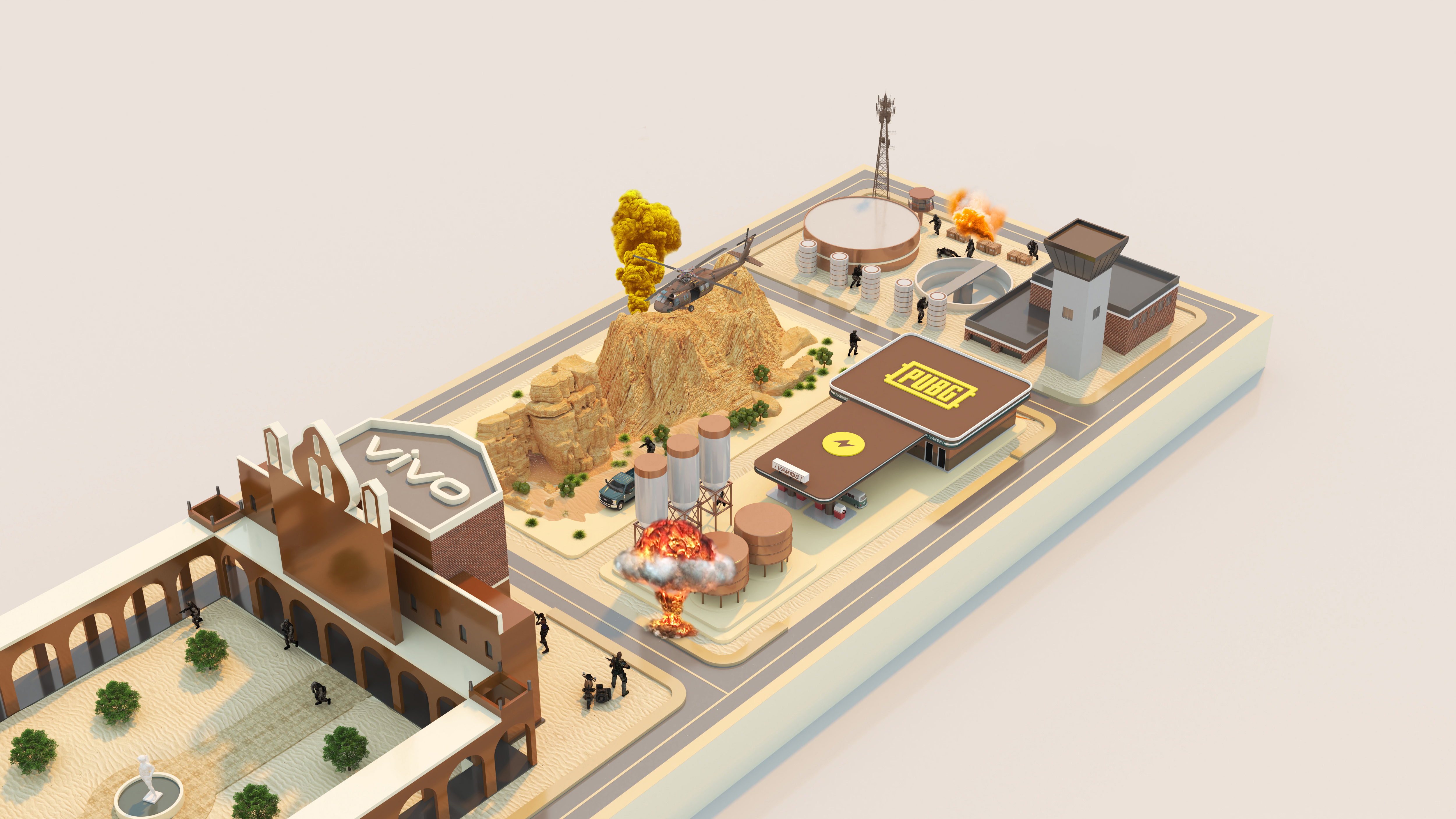 VIVO+PUBG 游戏沙盘展示设计 大匠几何创意-13