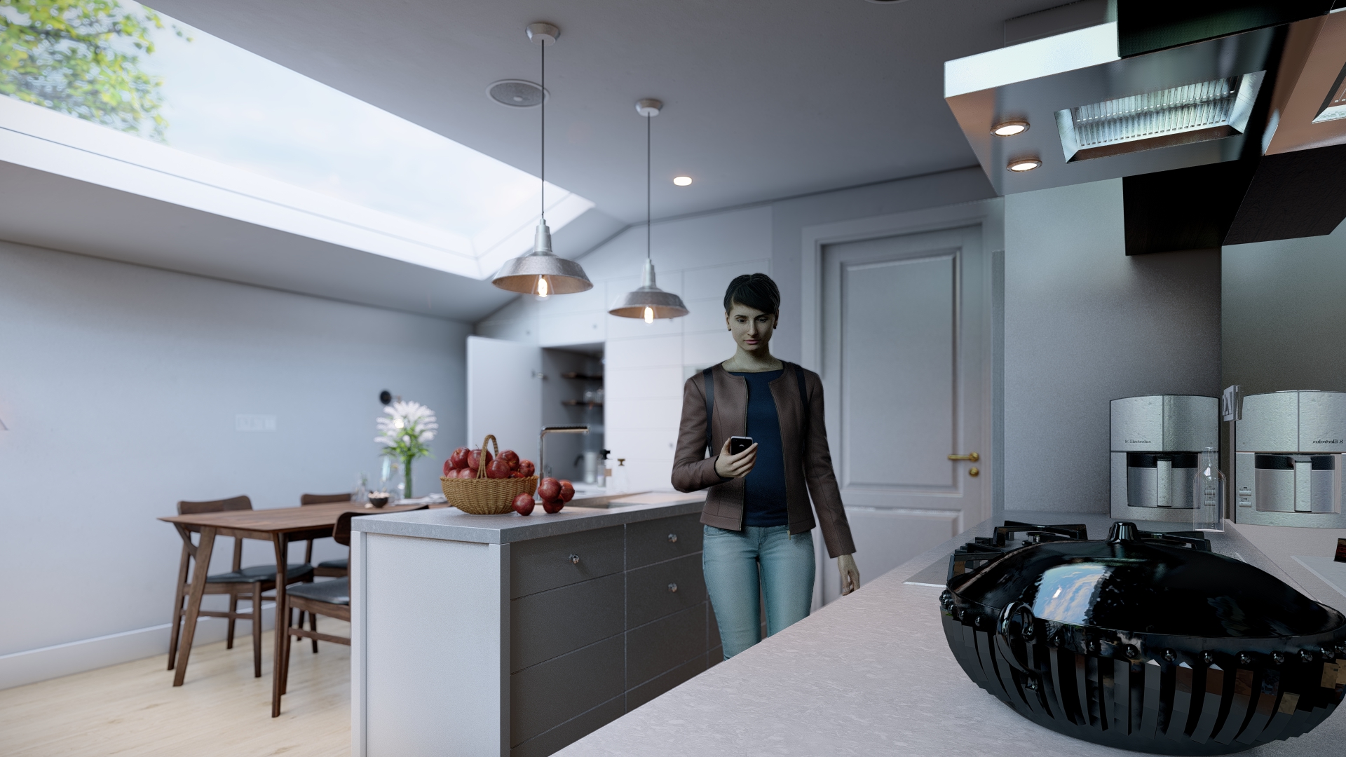 تصميم داخلي لمطبخ مع باكيارد لفيللا بالسعودية-1