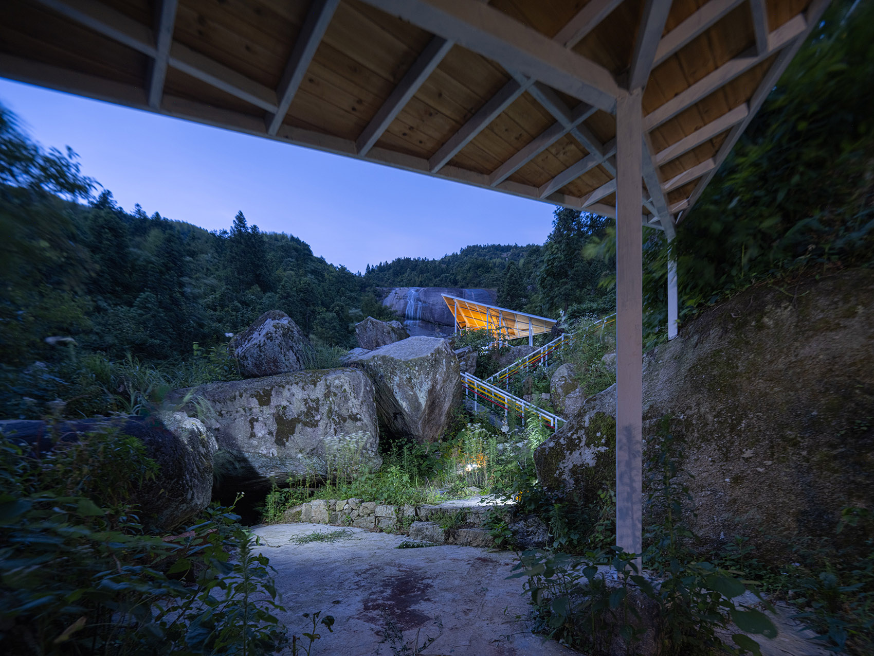 白水洞天,山野几何·白水洞村石瀑间的线性钢亭组群丨中国邵阳丨湖南大学建筑与规划学院-60