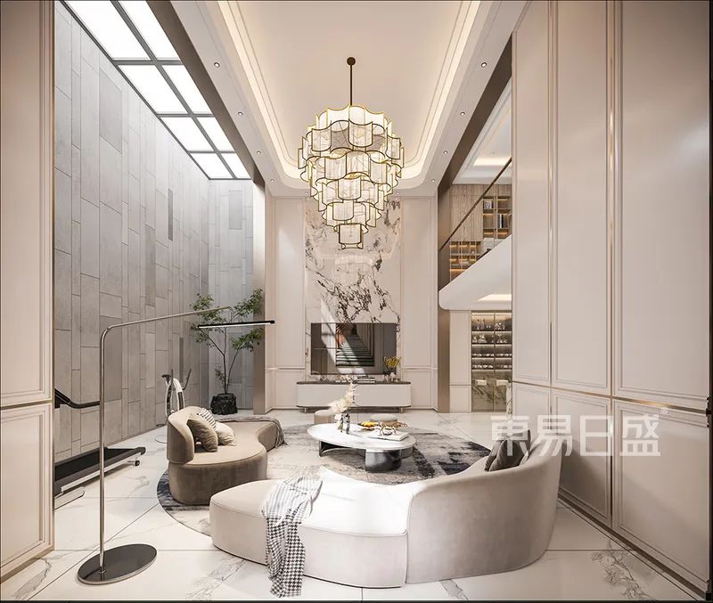 奶油白雅致棕,480㎡独栋别墅的法式浪漫丨东易日盛-15