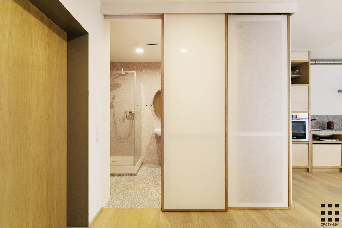 粉红与木，白俄罗斯46㎡单身公寓  Zrobym architects-23