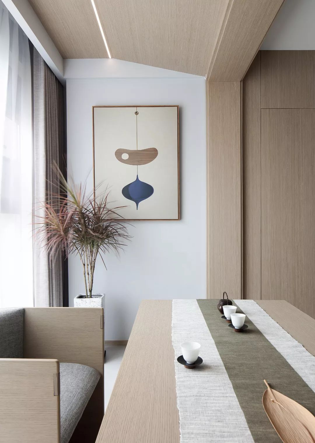 145㎡清新原木公寓，几何线条打造通透空间-33