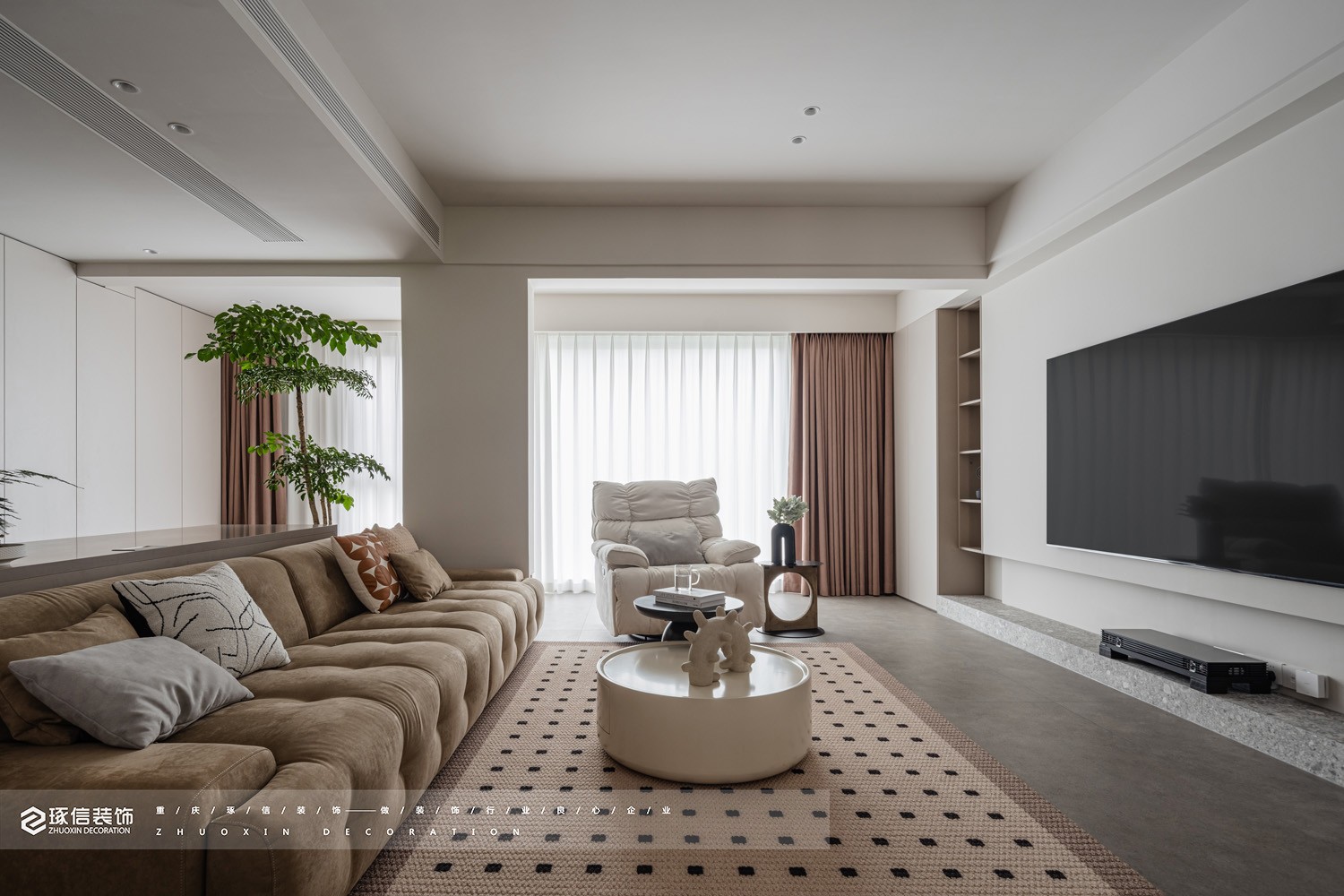 120 现代风,暖调空间感丨琢信装饰-5