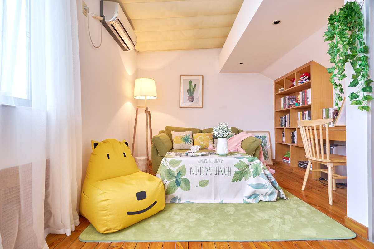 杭州柳浪新苑 70 平混搭风 Loft 软装改造，森系小清新与中国风的完美融合-6