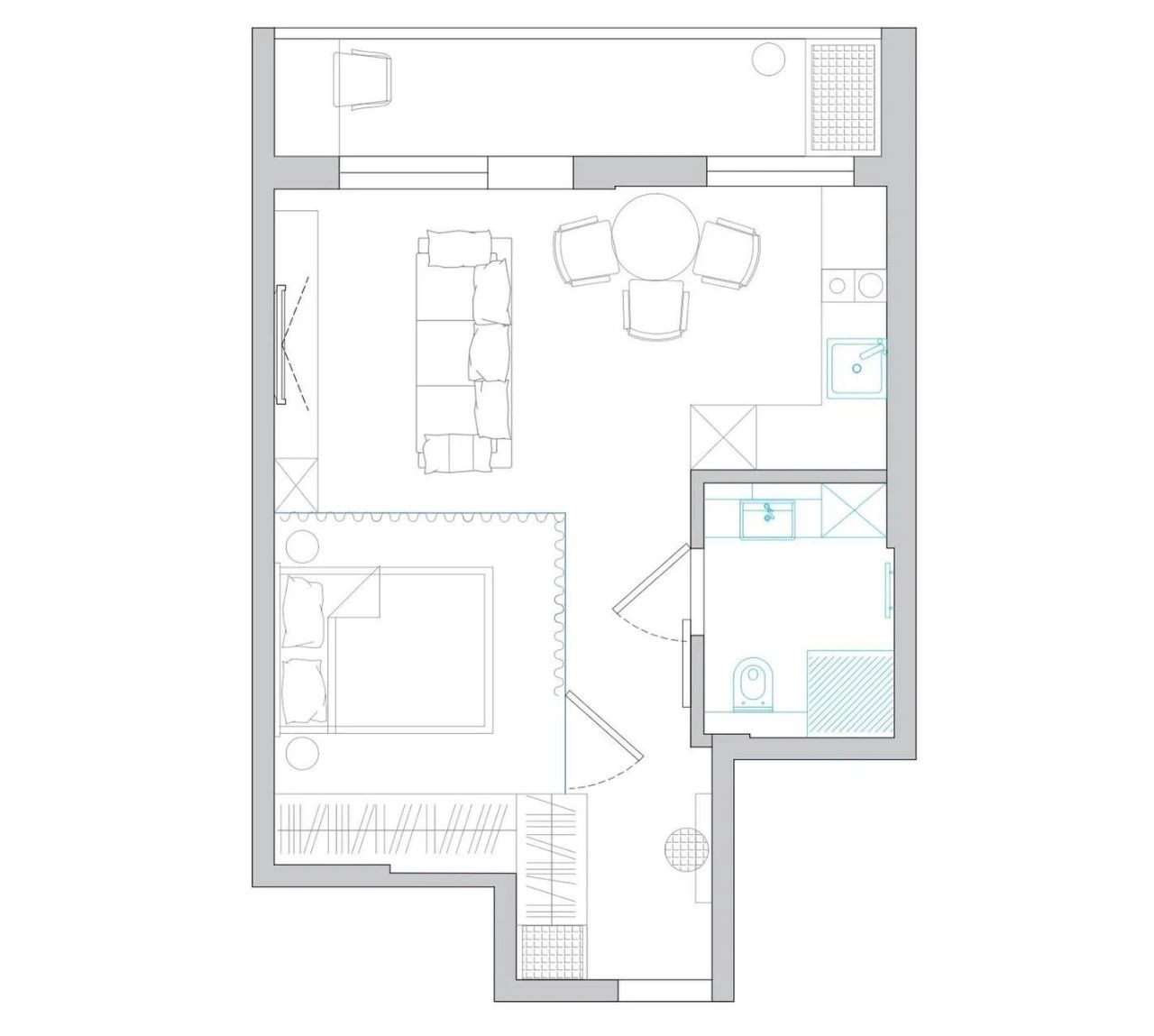 独居女孩的 34㎡公寓设计丨Alinasulina-18