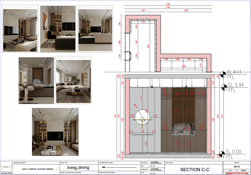 客厅与餐厅施工图丨卡塔尔多哈-12