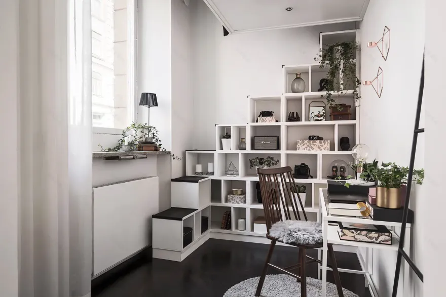 智能楼梯打造瑞典 40 平米一居室空间魔法-7