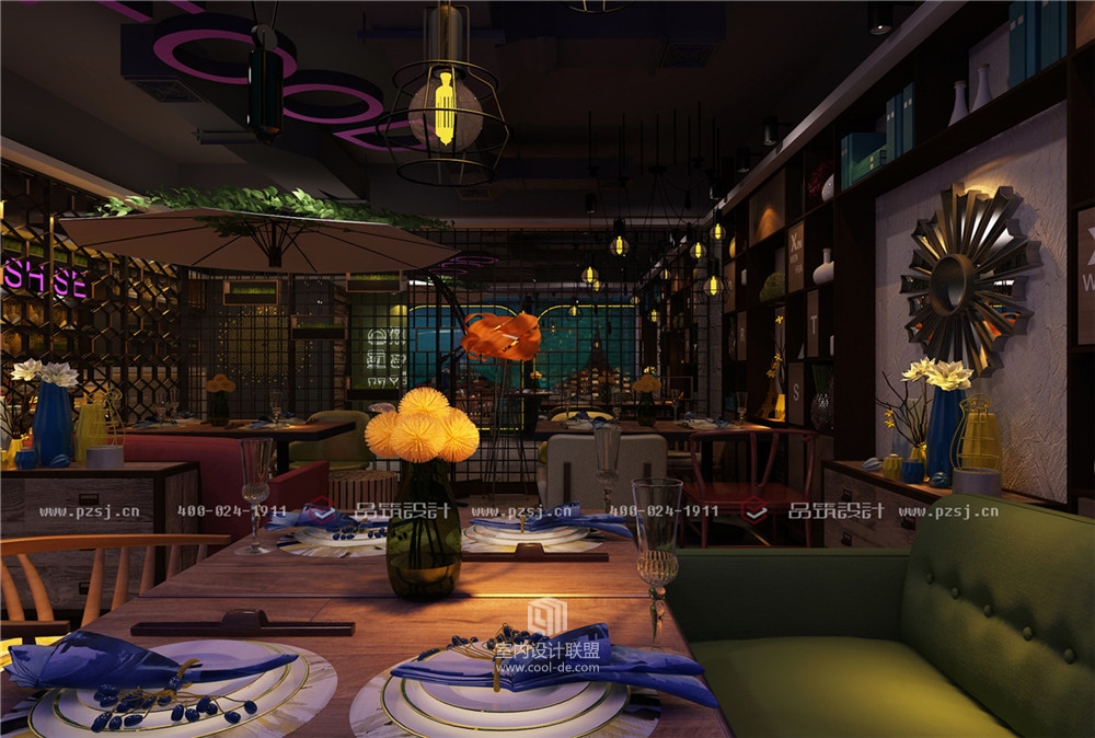 品味时尚空间，尊享超然舒适的新中式风抚顺主题餐厅设计效果图-13