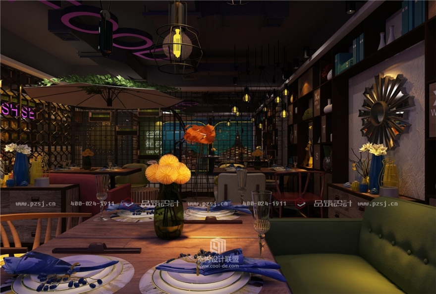 品味时尚空间,尊享超然舒适的新中式风抚顺主题餐厅设计效果图-13