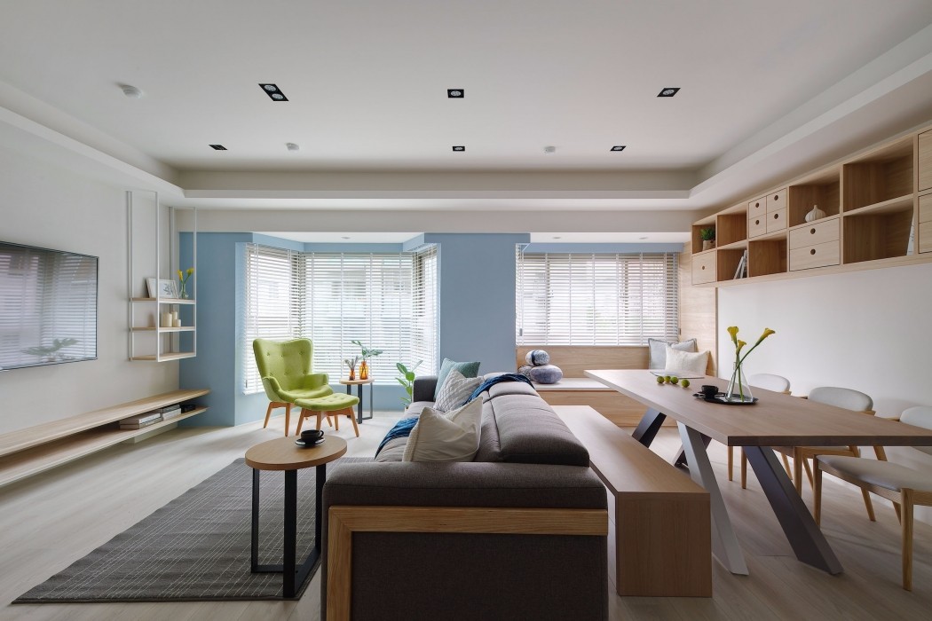 北欧风 86㎡原木简约住宅设计-3