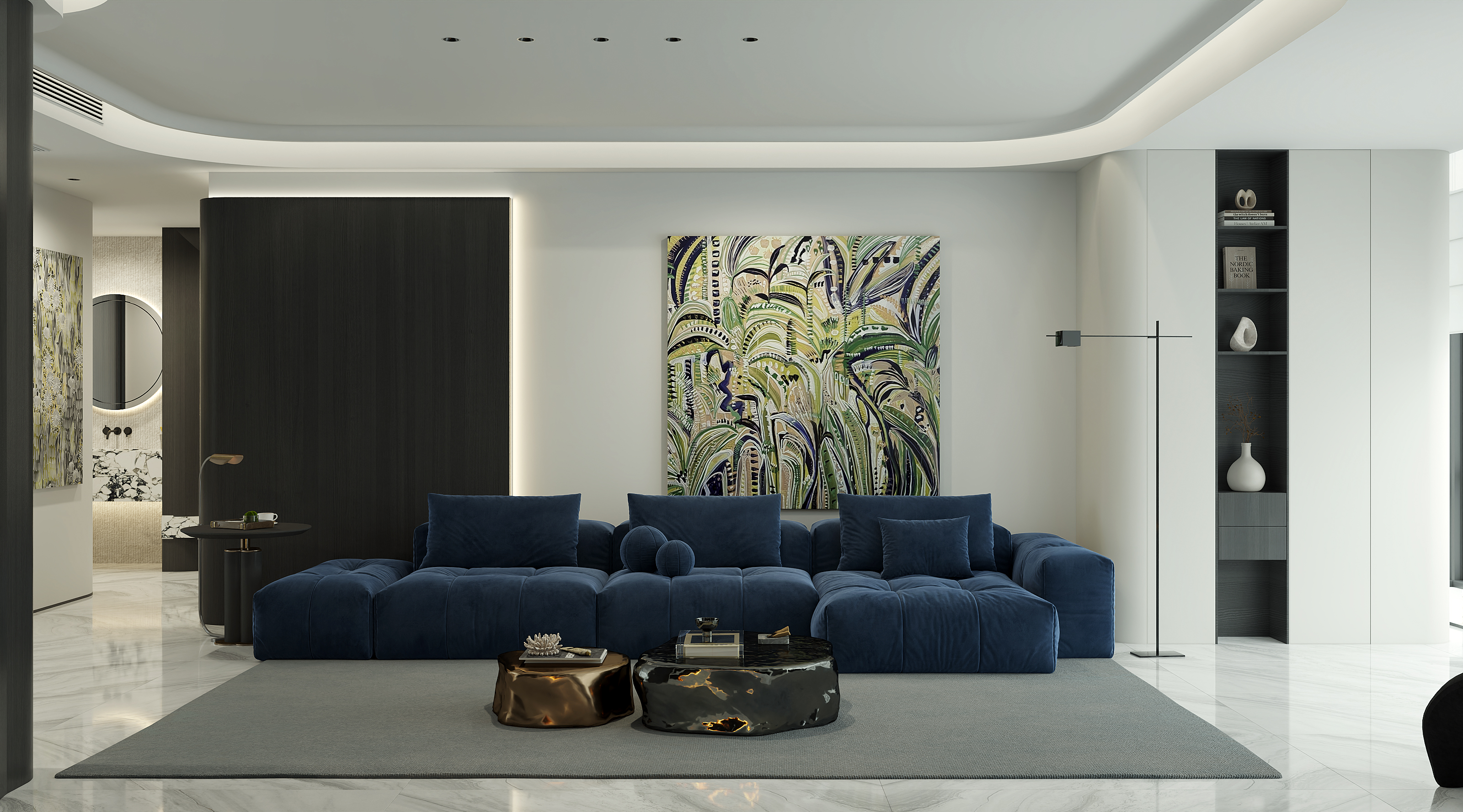 曲线与质感交织：高级感现代家居美学-0