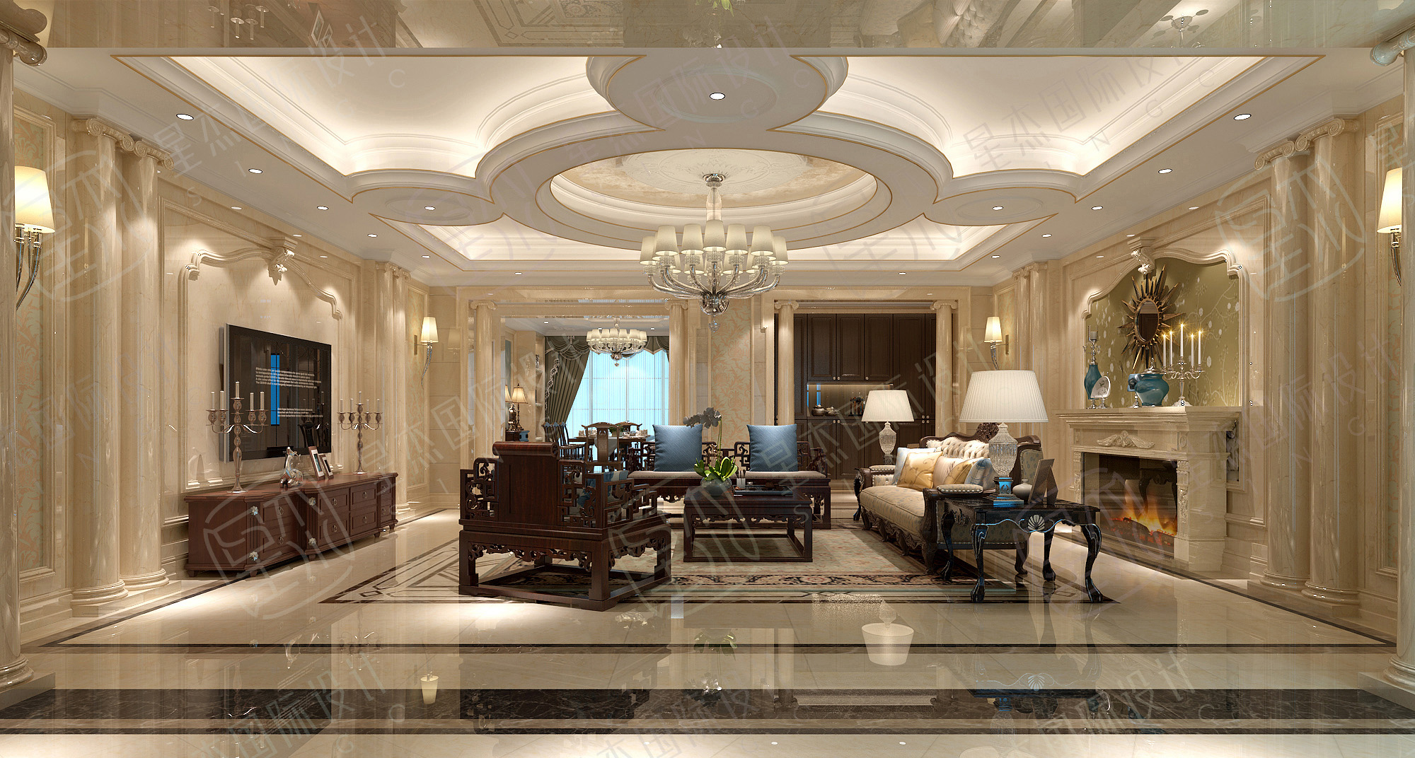 御墅湾欧式混搭风 | 红木与米色的奢华碰撞-7