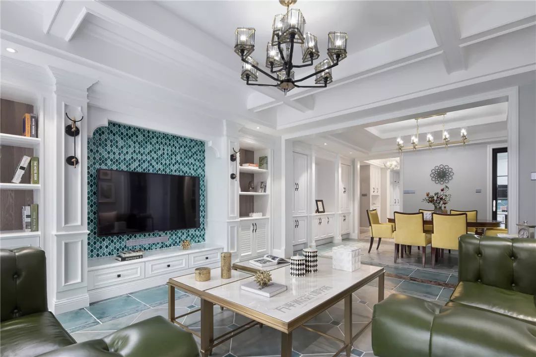 长夏方平米设计,美式平层大宅的优雅色彩碰撞-31