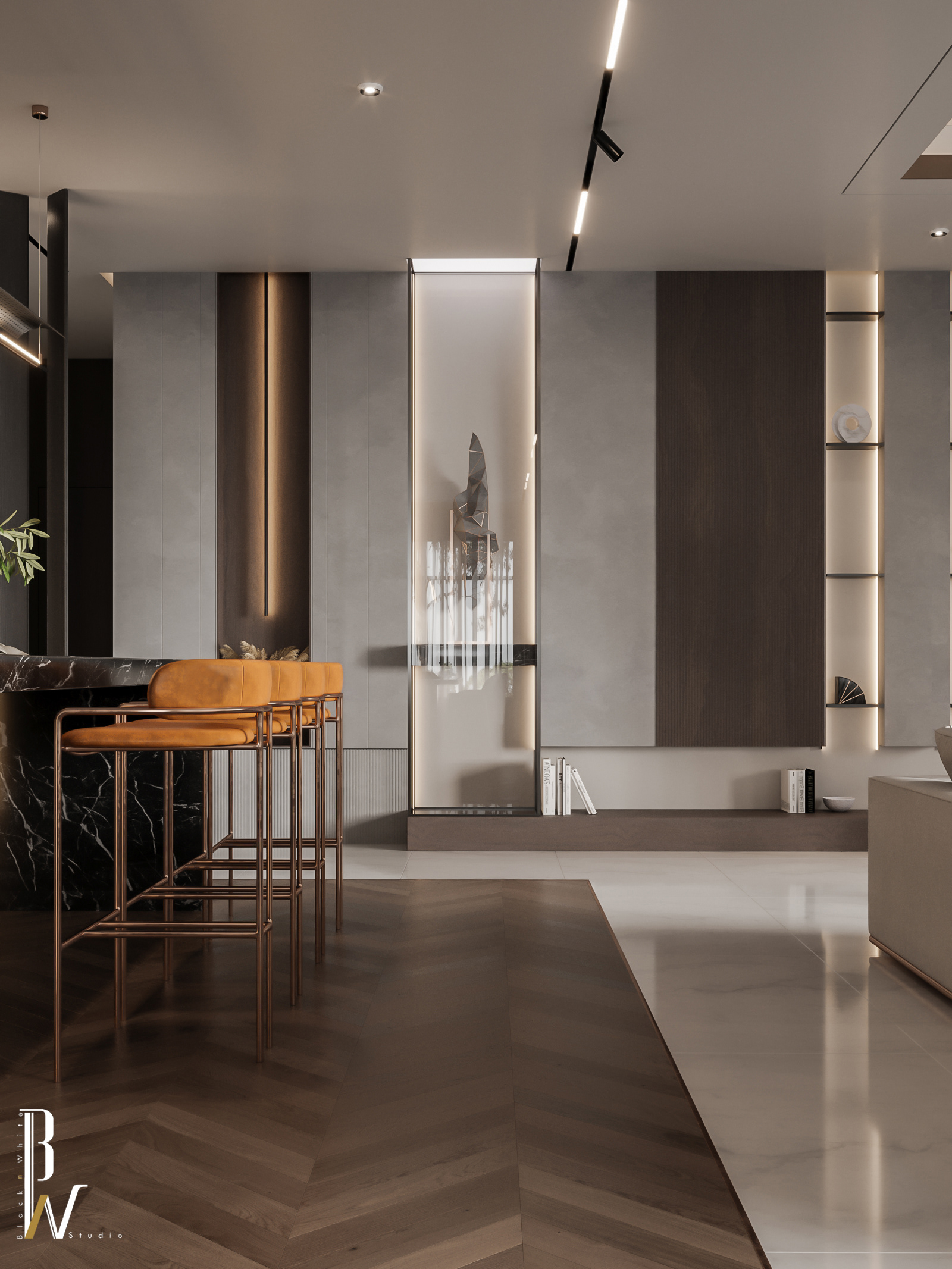 现代豪华大厅丨阿联酋丨Black N White-17